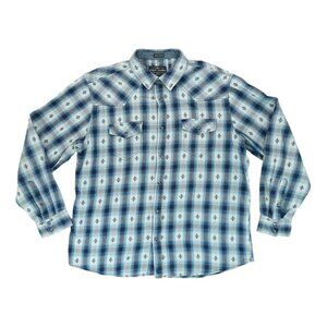 Cody James Shirt Mens XL Blue Plaid Western Slim Fit Pearl Snap Long Sleeve‎